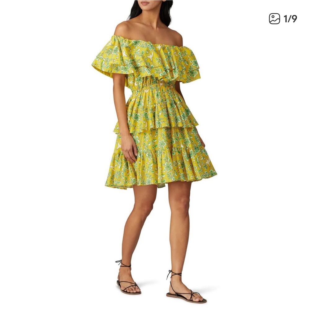 RHODE Dotty Dress in Yellow Floral Ruffles Size Small